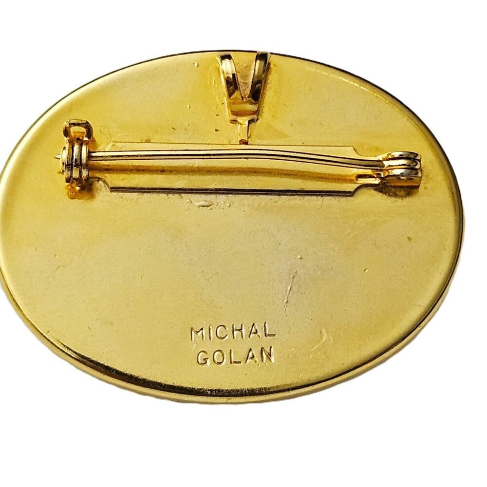 Vintage Michal Golan Brooch – Gold-Tone with Turquoise - Picture 2 of 3